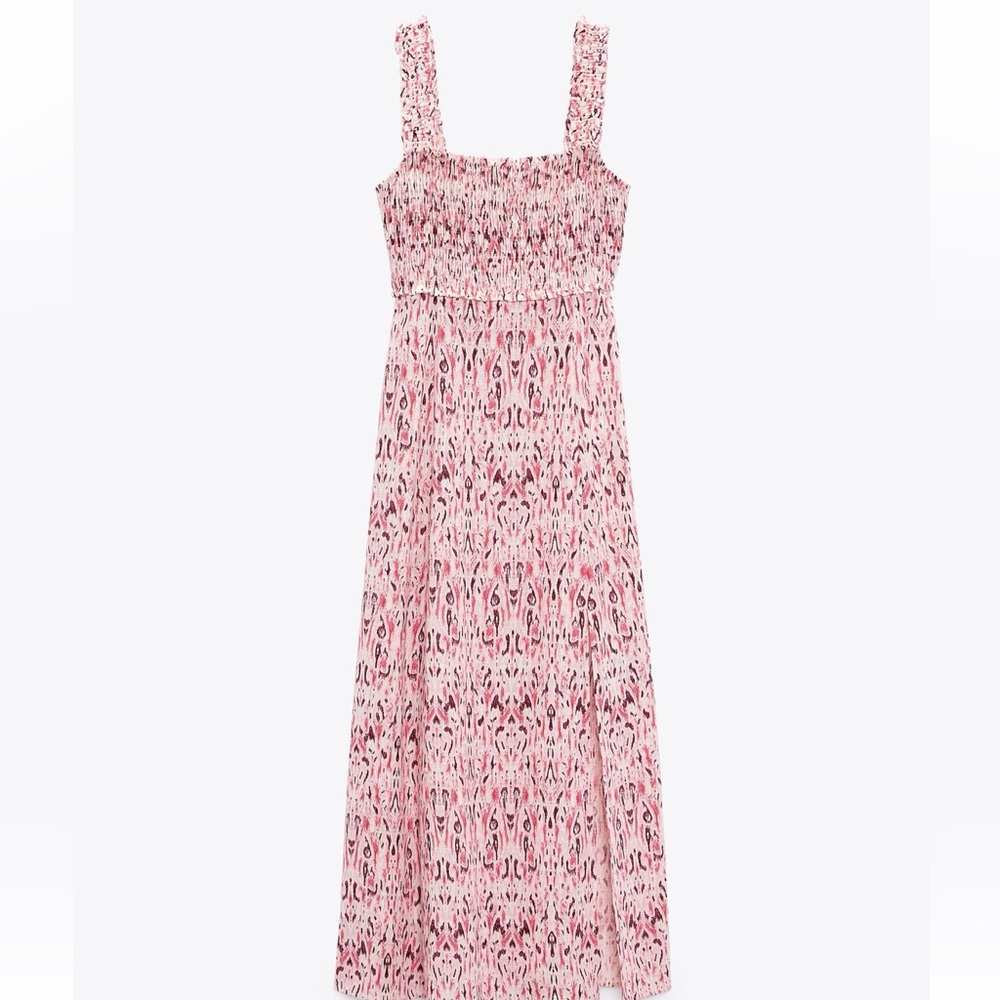 ZARA Pink and White Patterned Dress